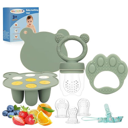 Baby Breastmilk Popsicle Molds & Baby Fruit Feeder (3 Pack), WAJIAYON Baby Food Freezer Tray Storage Containers