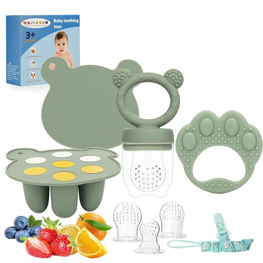 Baby Breastmilk Popsicle Molds & Baby Fruit Feeder (3 Pack), WAJIAYON Baby Food Freezer Tray Storage Containers