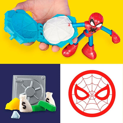 Play-Doh Marvel Spider-Man Launch & Slice Battle Playset with 2 Bendy Action Figures and 7 Accessories, Imagination Toys for Boys & Girls 4 Years & Up