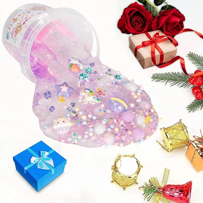 Unicorn Slime Kit,Clear Scented Slime Bucket Kids Birthday Party,Slime Party Favors for Kids Birthday Party Gifts Stress Relief Slime Kit for Girls and Boys (Unicorn Slime)
