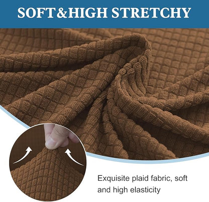 100% Waterproof Jacquard Fabric Couch Cover, Dual Layer with TPU Film, Leakproof High Elasticity Non-Slip Washable Furniture Protector for Pets, Dogs, Cats and Kids (Chair,Light Coffee)