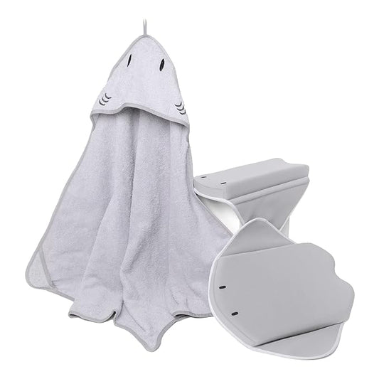 Ubbi Stingray Kneeler, Elbow Rest & Hooded Towel Bundle