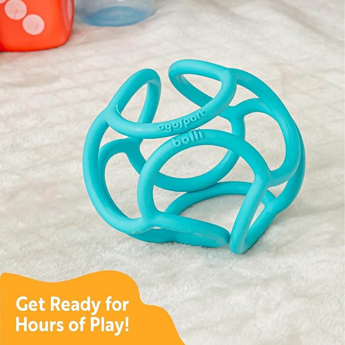 OgoBolli Teether Ring Tactile Sensory Ball Toy for Babies & Toddlers - Stretchy, Squishy 6+ Months