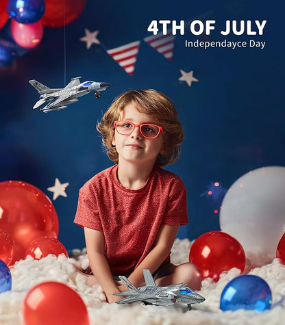 Geyiie Airplane Toys for Kids, Army Fighter Jet Diecast Plane Toys Helicopter for Boys Grils 3-8 gifts