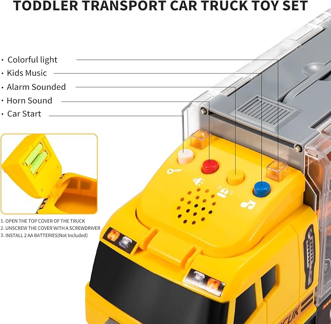 Toddler Toys for 3-9 Years Old Boys, Construction Toys Car Transport Vehicle W/Play Mat 3 4 5 6