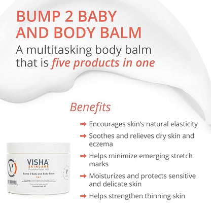Visha Skincare Bump 2 Baby 5 in 1 Multitasking Body Balm, Soothes and Relieves Dry 10 oz