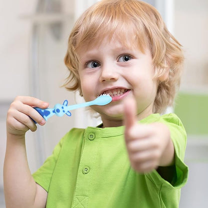 12 Pieces Toddler Toothbrush Bulk Kids Toothbrush Pack Manual Baby Toothbrushes with Covers Suction Cup Toothbrush Lovely Soft Bristle Animal Toothbrush for Kids Sensitive Teeth