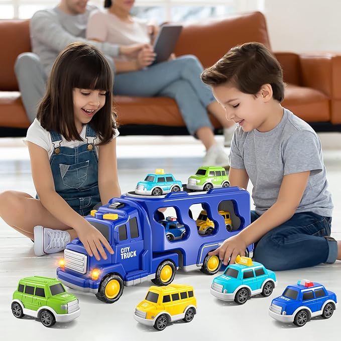Bennol Toddler Trucks Toys for Boys Age 3-5, 5 in 1 City Car Truck for Toddlers Boys Girls 3 4 5 6 Years Old