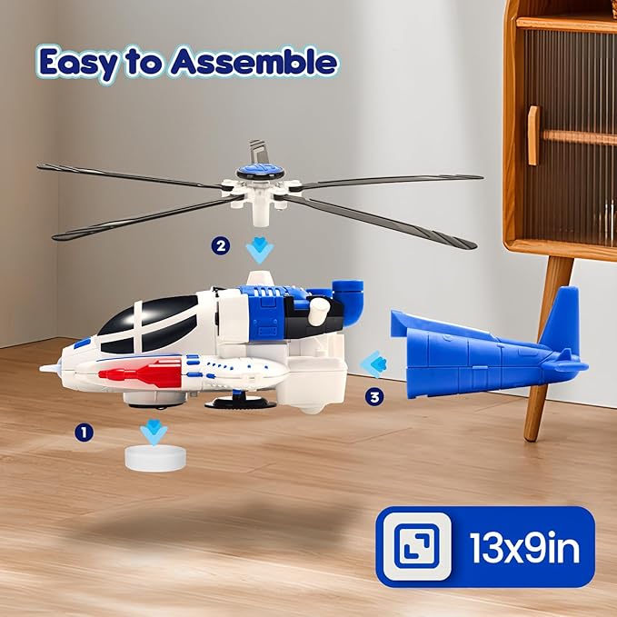 HOLYFUN Toddler Airplane Toys for Boys, Helicopter Toys with Sounds and Lights 3 4 5 Year