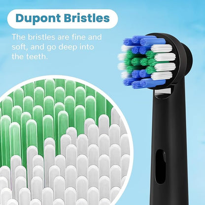 GENKENT 12 Pcs Replacement Brush Heads Compatible with Oral B Braun Electric Toothbrush Heads Black