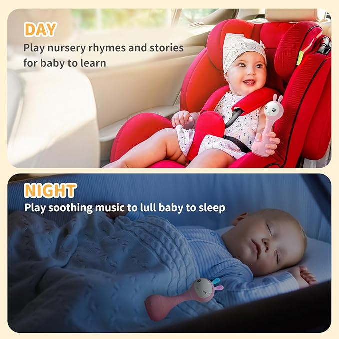 alilo Smarty Bunny Baby Rattle Musical Light Up Toys, Infants Newborns Baby Toys 0-3-6-12-18-24 Months 1 Year 4 Music 9 Color