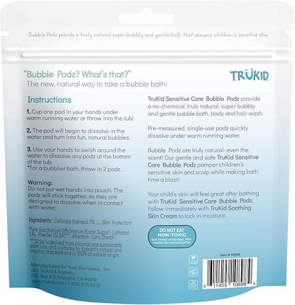 TruKid Bubble Podz Bubble Bath for Baby & Kids, NEA-Accepted for Eczema 7 for (10 Podz)