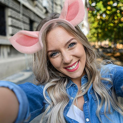 Pig Ears Headband - 1Pcs x Pink Cute Plush Piglet