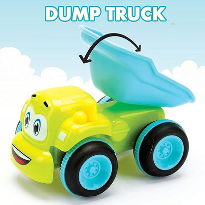 Toys for 3 Year Old Boy - 4 Friction Powered Trucks for 3+ Year Old Boys, Playmat & 16 Accessories