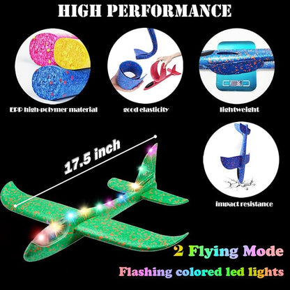 MIMIDOU 2 pcs Flashing Luminous Glider Plane 2 Flight Mode 2 Packs)