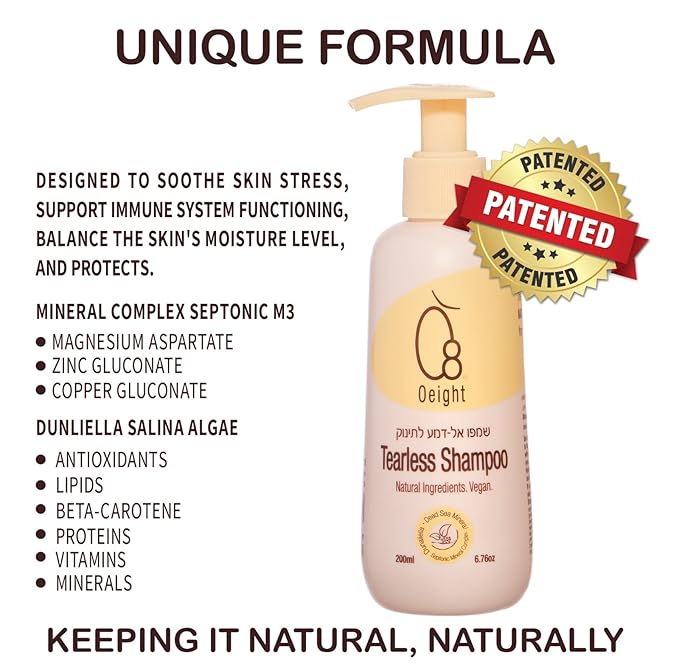 O8 Baby Tearless Shampoo, Natural Baby Shampoo 220ml B5, for