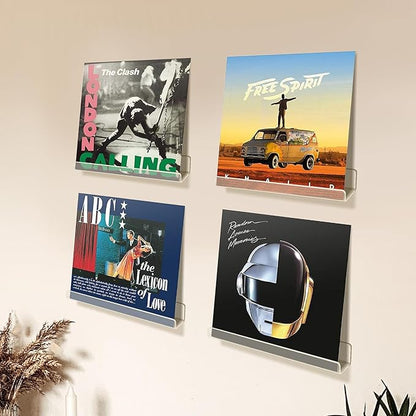 upsimples 8 Pack Vinyl Wall Mount Shelves, 12" Album Record for Storage & Display, Clear Acrylic Floating Shelf for Kids Bookshelf, Magazine Rack, Picture Ledge