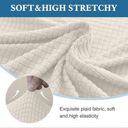 100% Waterproof Jacquard Fabric Couch Cover, Dual Layer with TPU Film, Leakproof High Elasticity Non-Slip Washable Furniture Protector for Pets, Dogs, Cats and Kids (Chair,Beige)