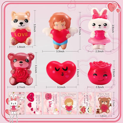 Valentines Day Squishies Toys Slow Rising, Kids Valentines Gifts for School Classroom Exchange Valentines Cards Gifts, Prizes Party Favors for Girls,Boys,Kids Party