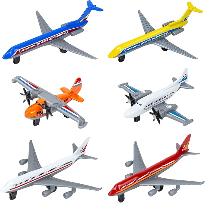 Toy Airplane 6 Pack, Diecast Airplane Toys for Boys Age 3 4-7 8-12