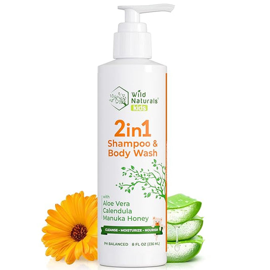 Wild Naturals Kids Shampoo and Body Wash - Hypoallergenic Baby Shampoo and Organic Baby Wash