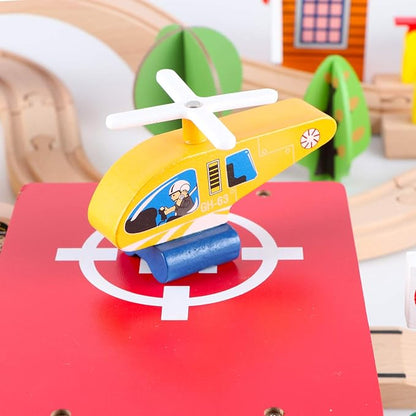 Qilay 69 PCS Wooden Train Set -Premium Wood Train Tracks & Trains Toys for Toddlers 3,4 5 Years