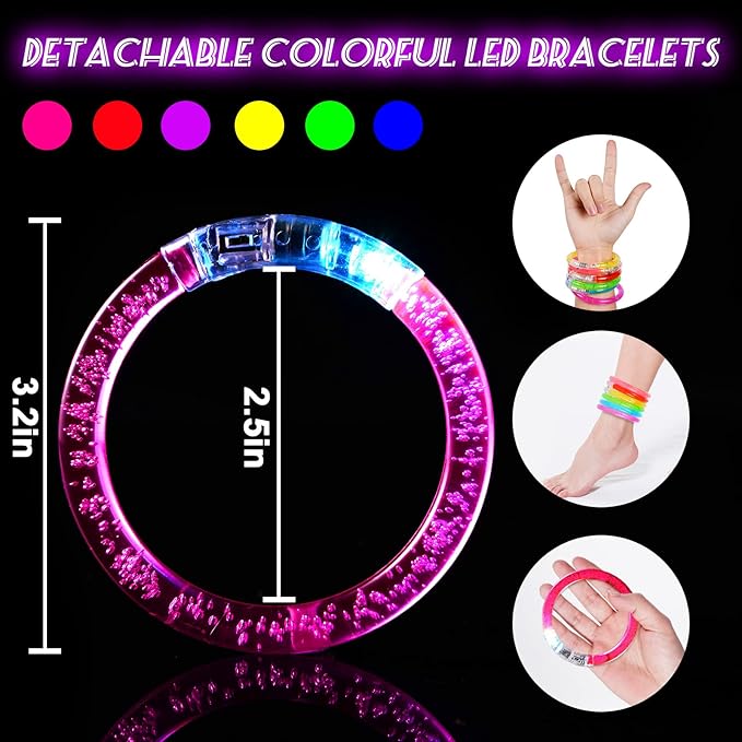 36Pcs LED Bracelets Glow Sticks Glow in the Dark Party Supplies for Kids/Adults, Christmas Party Favors for Kids Flashing Light up Toys, Neon Accessories Carnival Birthday Concert Games Gifts