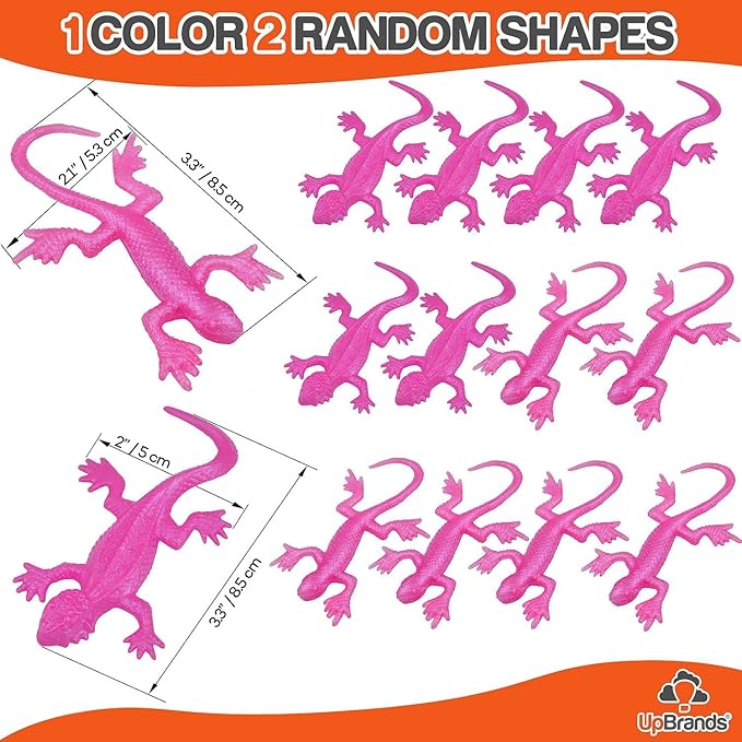 UpBrands 24 Pack PINK Super Stretchy Lizard Toys - Delightful Party Favors, Rubber Lizards for Kids, Reptile & Newt Toy | Learning Through Play Prizes, Stress-Relief & Pink Celebrations