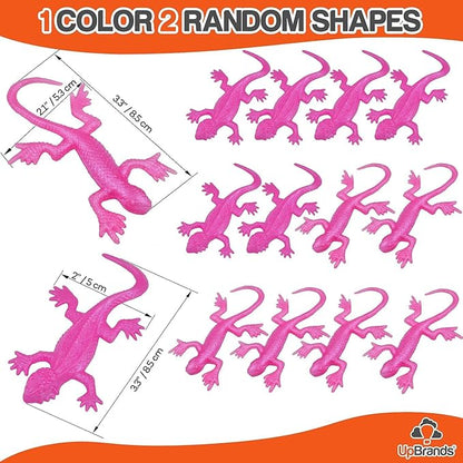 UpBrands 24 Pack PINK Super Stretchy Lizard Toys - Delightful Party Favors, Rubber Lizards for Kids, Reptile & Newt Toy | Learning Through Play Prizes, Stress-Relief & Pink Celebrations