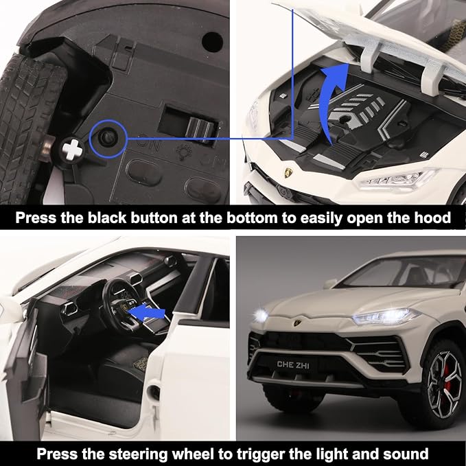 BDTCTK 1:24 Lambo Urus Car Model, Diecast Pull Back Car Toy car