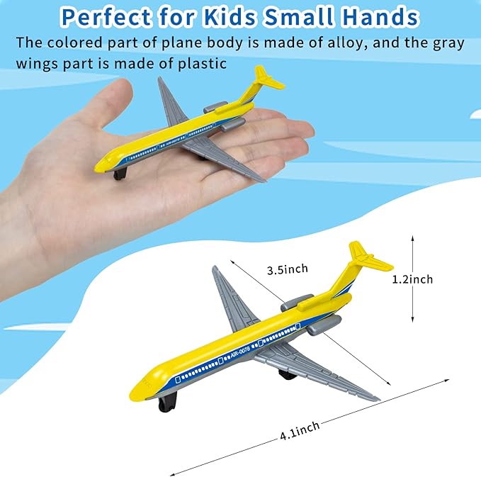 Toy Airplane 6 Pack, Diecast Airplane Toys for Boys Age 3 4-7 8-12