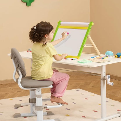 VEVOR Tabletop Art Easel for Kids, 3-in-1 Wooden Double-Sided Kid's Art Easel with Magnetic Whiteboard, Chalkboard, Paper Roll, Foldable Portable Drawing Board with Painting Accessories for Boys Girls