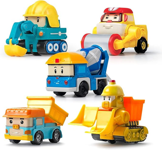 Robocar Poli, 5 Pack DIE-CAST Metal Toy Cars 1-5 Boys