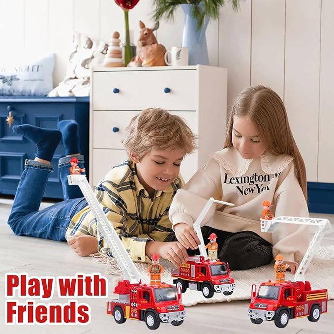 5.5 inch Fire Engine Toy Set 3 Pcak 6 fireman 4 6 7 8