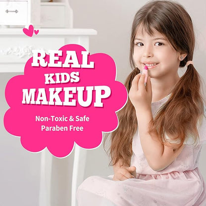 ULOVEME Kids Real Makeup Kit for Little Girls - Real, Non Toxic, Washable Make Up Toy - Umicorn Toys Gift for 3 4 5 6 7 8 9 10 12 Years Old Girls Birthday (Mini White Umicorn)