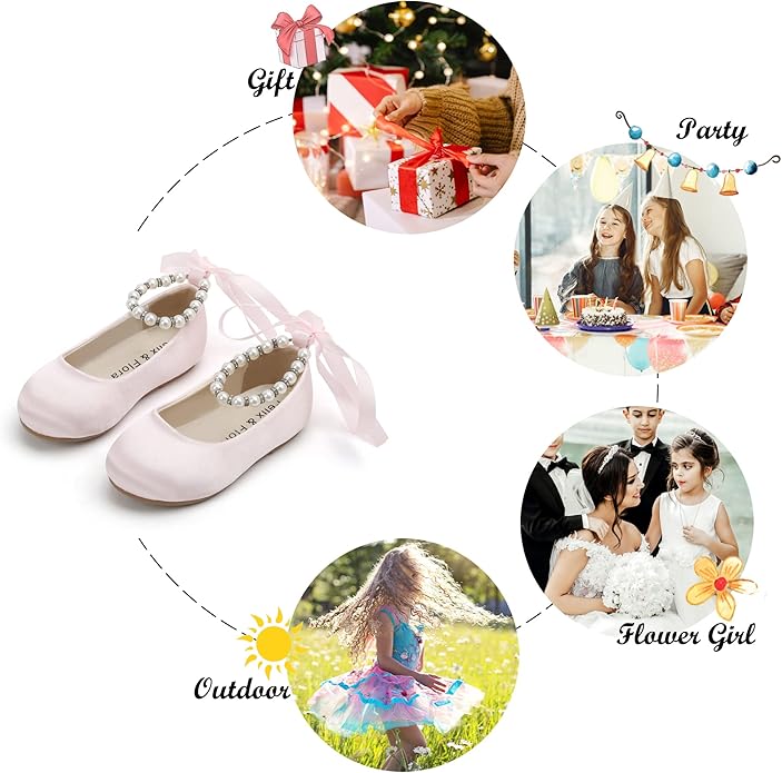 Felix & Flora Girls Toddler Little Ballet Shoes - Flower