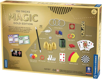 Thames & Kosmos Magic: Gold Edition | Playset with 150 Tricks | 96 Page Full Color Instruction Manual | 42 Props | Video Tutorials | Fun for Kids 8+