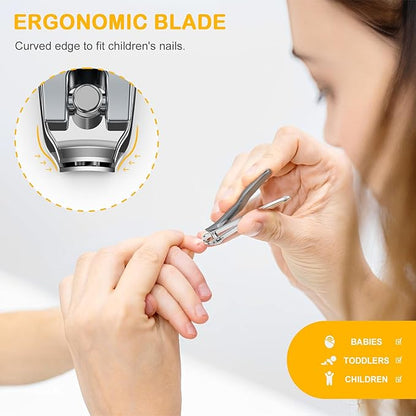 BEZOX Safe Baby Nail Clippers, Small Jaw Kids Nail Clipper Trimmers for Infants, Child and Toddlers, Precision Nail Grooming Tool for Tiny Fingers and Toes - Silver
