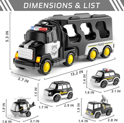 Bennol Toddler Boy Toys for 1 2 3 4 5 Year Old Boys, Toddler Car Trucks Bus Toys for Toddler Boys Ages 1-3 3-5 5 in 1 Police 1 2 3 4 5 Year