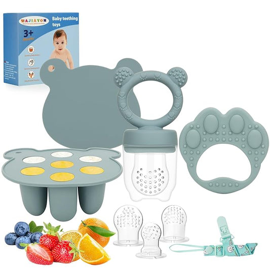 Baby Breastmilk Popsicle Molds & Baby Fruit Feeder (3 Pack), WAJIAYON Baby Food Freezer Tray Storage Containers