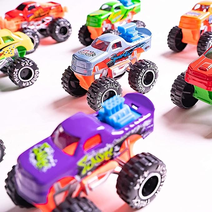 Golden Wheel Monster Trucks 1:64 Scale Die-Cast: 9 Pack Toy 3+ Years