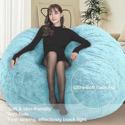 7FT Bean Bag Chair for Adults Kids No Filling Comfy Giant Living Room Chairs Gaint Bean Bag for Stuffed Animal Storage, Grey