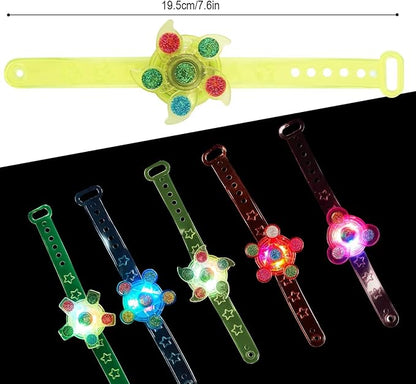 Birthday Party Favors for Kids 4-8 Goodie Bag Stuffers,24 Pack Light Up Spinner Bracelets for Pinata Fillers Prize Treasure Box Classroom Glow in The Dark Party Supplies Return Gifts