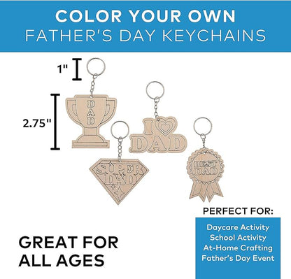 Color Your Own Wood Father'S Day Keychains - Crafts for Kids and Fun Home Activities