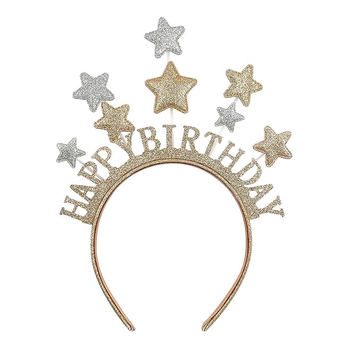 Happy Birthday Headband - One Size Fits All Glitter Gold