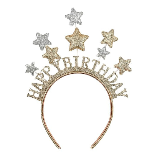 Happy Birthday Headband - One Size Fits All Glitter Gold