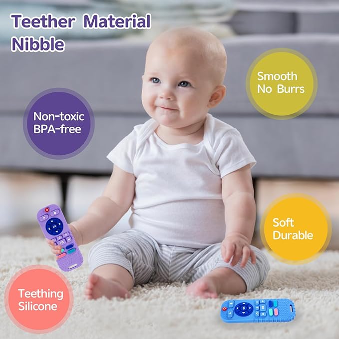 Hooku 2 Pack Silicone Teethers for Babies 6-12 Months, Sensory Teething Toys for Newborns to Toddlers