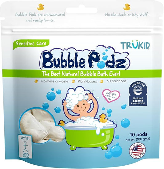TruKid Bubble Podz Bubble Bath for Baby & Kids, NEA-Accepted for Eczema 7 for (10 Podz)