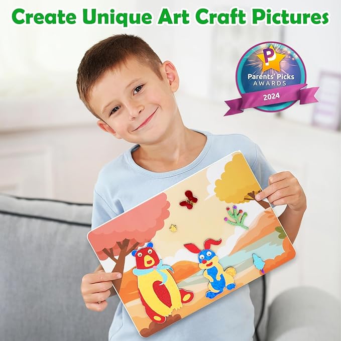 ZMLM Foil Art Kit for Kids - Arts Crafts Fun Mess Free Activity, Gifts for Ages 4 5 6 7 8 9 Girls Boys, Crafts for Kids Creative Birthday Easter Valentines Gifts Toys (Dinosaur & Animal)