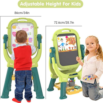Victostar Easel for Kids, Rotatable Double Sided Adjustable Standing Art Easel with Drawing & Writing Accessories for Kids Boys and Girls